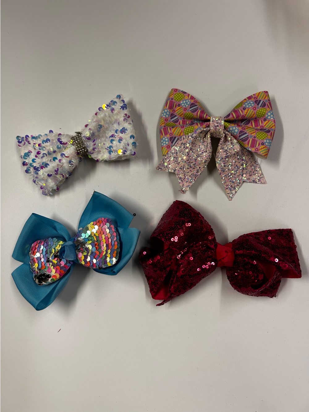 7 Kids Sequin & Glitter Bow Hair Clips - Multicolor